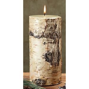 Pack of 4 Unique Birch Bark Mountain Scented Candles Pillar - 9 by CC Home Furnishings