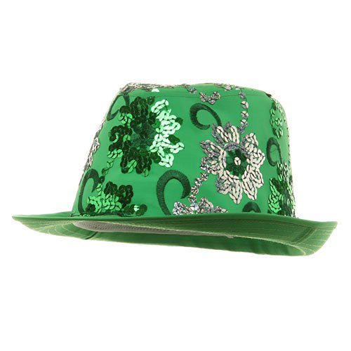 Sequin Flower Fedora Hat-Lime W19S63F