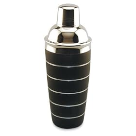 Silver And Black Stripes Cocktail Shaker 30 oz by HomeAndWine.com