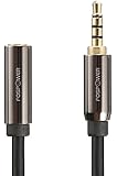 FosPower (6 Feet) 3.5mm Male to 3.5mm Female Auxiliary 4-Conductor TRRS Stereo Audio Extension Cable [24K Gold Plated Connectors] for Apple, Samsung, Motorola, HTC, Nokia, LG, Sony & More