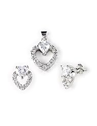 Matching Set - Heart CZ pendant & earrings
