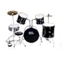 AB 5 Piece Drumset With Hi Hat & Crash/Ride Cymbals, Hardware, and Throne - Black