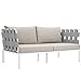 Modway Harmony Outdoor Patio Loveseat in White Beige - Modern Sectional Furniture Series - Options: Chair - Loveseat - Corner - Ottoman - Tables