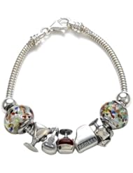 Zable(tm) Sterling Silver Happy Hour Theme Bracelet with 7 Beads