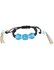 Betsey Johnson "Iconic Stone" Blue Gem Pulley Bracelet, 9.5"