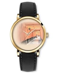 SPRAWL Aanalog Fashion Series Gold Ladies Watches of Genuine Black Leather Strap,Unique Wrist Watch for Women Girls Designed with Dead end