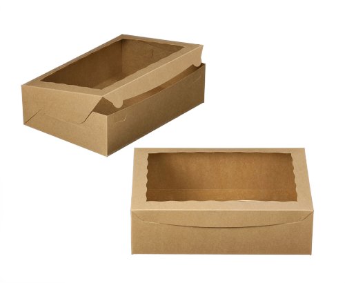 Dress My Cupcake Window Cupcake Box with Lid and Holder for 24 Mini Cupcakes, Brown, Set of 100