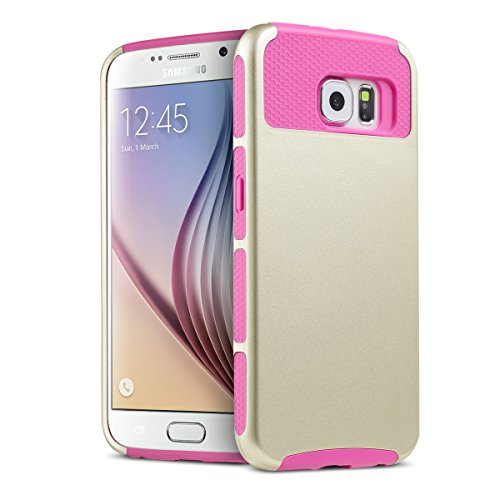 Galaxy S6 Case, S6 Case - ULAK 2in1 Hybrid Rubber Matte Slim Hard Case Cover for Samsung Galaxy S6 (Gold/Rose Pink)