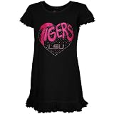 NCAA LSU Tigers Toddler Girls Black Glitter Heart Logo Dress (3T)