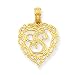 14k Gold S Script Initial in Heart Pendant