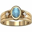 14K Yellow Gold Aquamarine and Diamond Ring