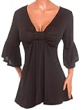 FUNFASH EMPIRE WAIST SLIMMING BLACK TOP SHIRT CLOTHING Made in USA Fast Shipping