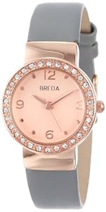 Breda Women's 2368-rosegold/grey Jennifer Rhinestone Mini Bezel Slim Watch