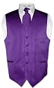 Men's Dress Vest & NeckTie Purple Striped Vertical Stripes Design Set for Suit or Tuxedo