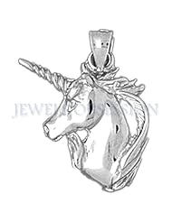 Rhodium-Plated 925 Sterling Silver Unicorns Pendant