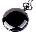 Pocket Watch Quartz Movement Black Case White Dial Arabic Numerals with Chain Full Hunter Design PW-23