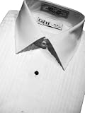 Laydown Collar Tuxedo Shirt 1/4 Inch Pleat Poly/Cotton, White