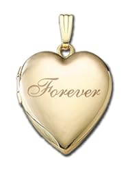 Solid 14K Yellow Gold Forever Heart Locket 3/4 inch x 3/4 inch in Solid 14K Yellow Gold