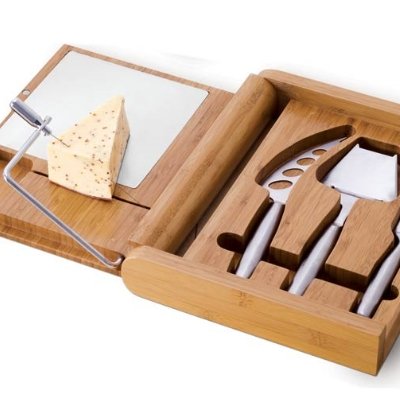 Cheese Cutting Soiree Bamboo Board w/ Stored Tools - by Picnic Time