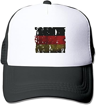 Unisex Adjustable Distressed Vintage Germany Flag Mesh Back Trucker Baseball Hats Black