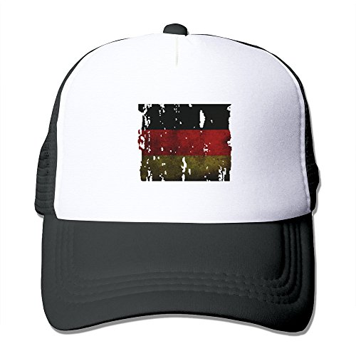 Unisex Adjustable Distressed Vintage Germany Flag Mesh Back Trucker Baseball Hats Black