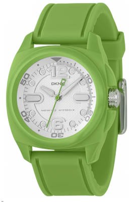 DKNY NY4902 Unisex Silver Dial Green Pu Strap Watch