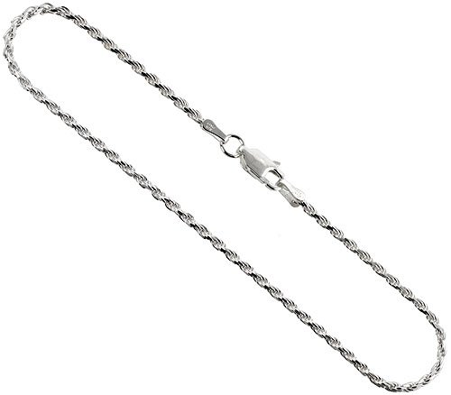 411oJ7mEVdL Sterling Silver 1.8 mm Italian Diamond Cut Rope