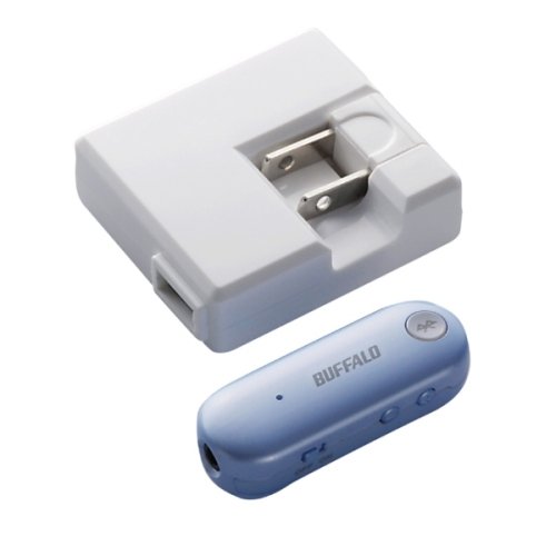 BUFFALO ステレオイヤホン Bluetooth 2.1対応 ACアダプタ付 ブルー BSHSBE06ABL