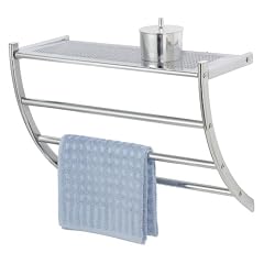 Wenko 15578100 Exclusiv Wandregal Pescara - 3 Handtuchstangen, 1 Ablage, Chrom, 56 x 46 x 21.5 cm