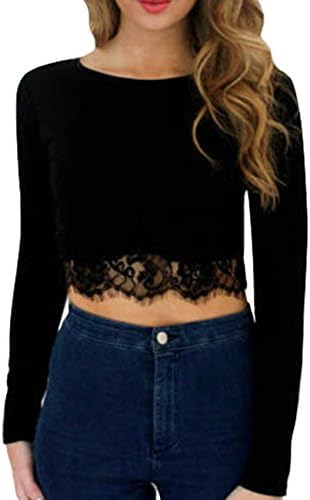 Vakind® Women Fashion Long Sleeve Lace Crochet Tops T-shirt Blouse (S=US2)