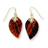 14k Tiger's Eye Leaf Drop Earrings