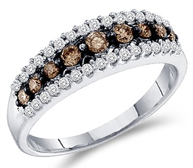 Diamond Ring Champagne Brown Chocolate 10k White Gold Band (1/2 Carat)