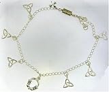 Celtic Anklet - 9/10" adj pewter covered in Sterling Silver Irish Celtic Claddagh Heart Ankle Bracelet