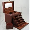 SHINING IMAGE brw HUGE LEATHER JEWELRY BOX / CASE / STORAGE / ORGANIZER WITH TRAVEL CASE AND LOCK