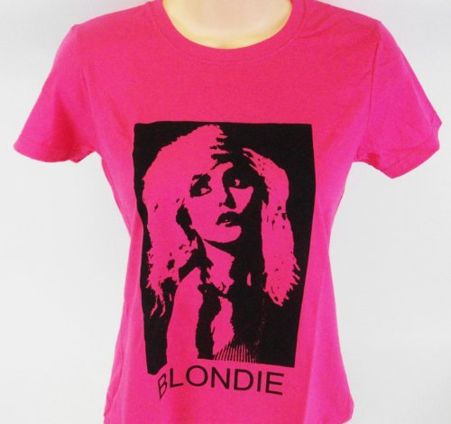 Blondie Singer T Shirt top in Pink (Lady, Skinny Fit), Music Band Tee Shirts for ladies, girls & Womens. Size Large – TSHL04104