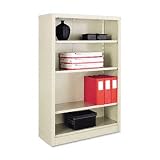 Steel Bookcase, 4 Shelves, 34-1/2w x 13d x 52h, Putty