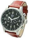 Davis - Montre XXL Aviamatic - Waterproof Chronographe - Bracelet en Cuir Marron surpiqué