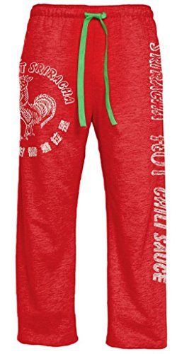 Sriracha Hot Chili Sauce Distressed Label Heather Red Lounge Pants (Adult Large)