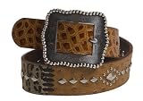 ARIAT Belt Gretchen Matches Patchwork FatBaby Boots Diamond Studs 28 Womens Pecan Cognac