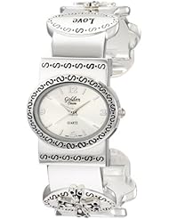 Golden Classic Womens 2171_silv "Embrace Life" Rhinestone Accented Inspirational Bangle Watch