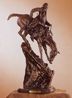 American Handmade 100% Bronze Sculpture Statue Mountain Man By Frederic Remington Regular Size 28