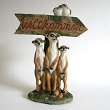 Erdmännchenbande - Erdmännchen Familie mit Willkommensschild