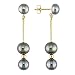 14K Yellow Gold 6-6.5mm Black Cultured Freshwater Pearl Drop Earrings