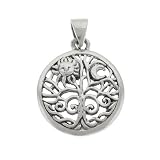 Celtic Tree of Life Sun Moon Sterling Silver Pendant