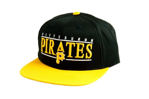 MLB Men's Pittsburgh Pirates Nineties Snapback Cap (Black/Gold, Adjustable)