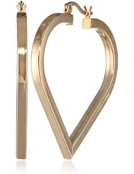 18k Yellow Gold Plated Sterling Silver Heart Hoop Earrings (1.6" Diameter)