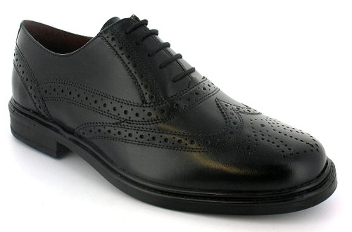 Mens Black Hush Puppies Leather Brogue Shoes - Black - UK 6-12