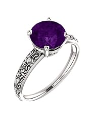 14K White Gold 8.00mm Round Cut Chatham Created Alexandrite Ring -- LIFETIME WARRANTY