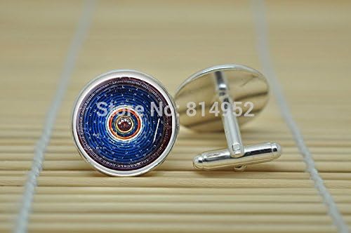 Pretty Lee Medieval Macrocosm Jewelry Cufflinks Alchemical Universe Cufflinks In Silver Glass Cabochon Cuff Links C0631