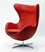Arne Jacobsen style Egg Chair in Red Aniline Leather